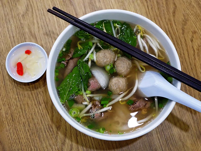 A bowl of pho