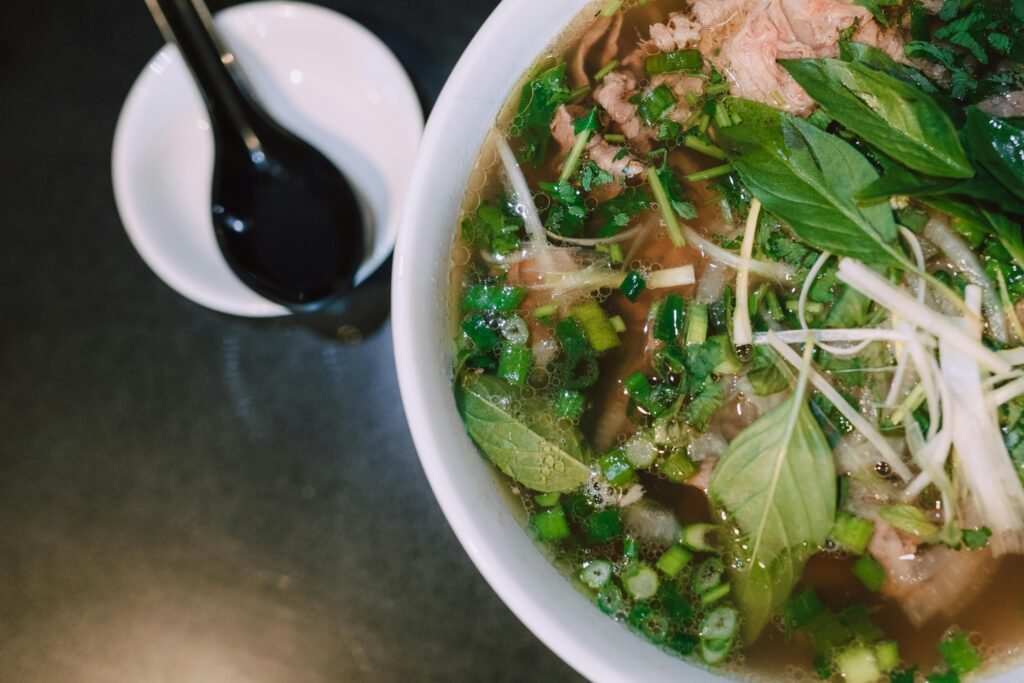 Pho soup in a bowl