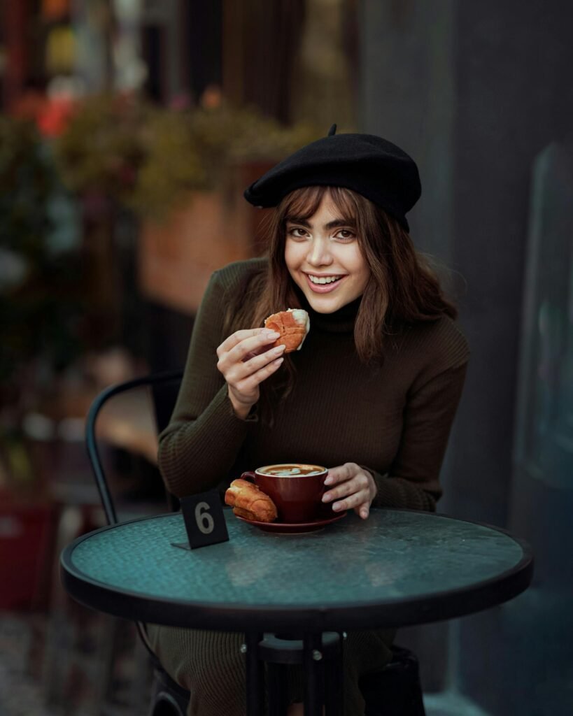 a women eating her breakfast