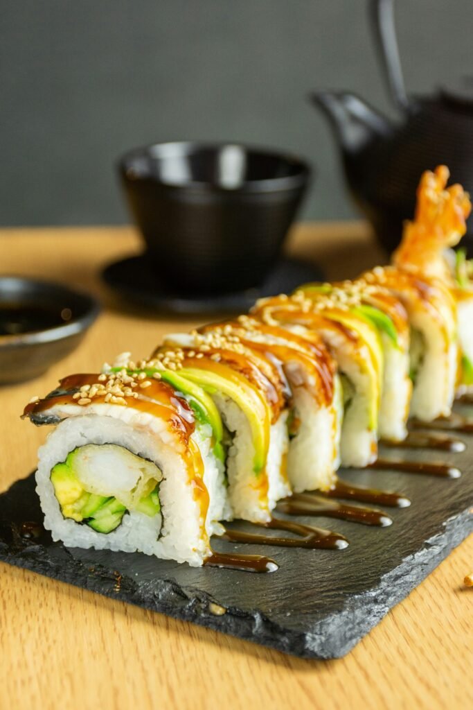 sushi-on-brown-wooden-tray