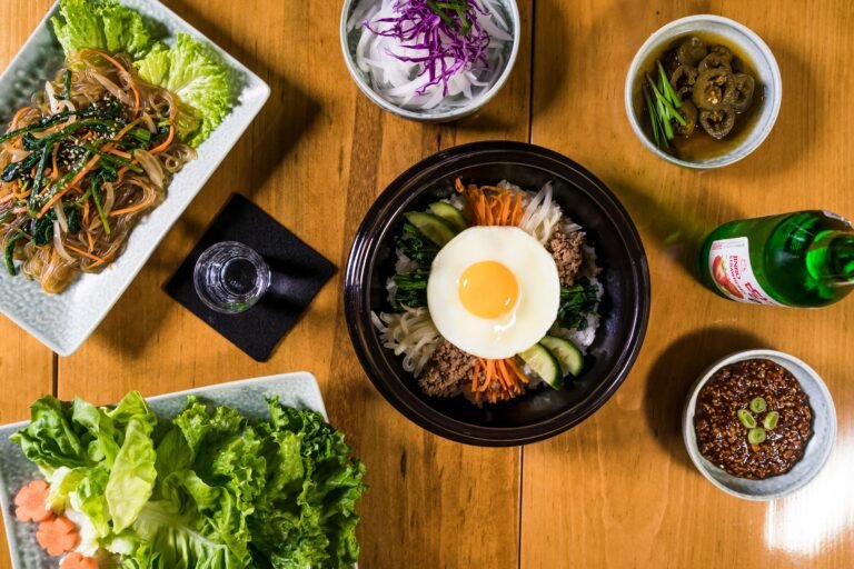 Top View of an Assortment of Korean Japchae Food