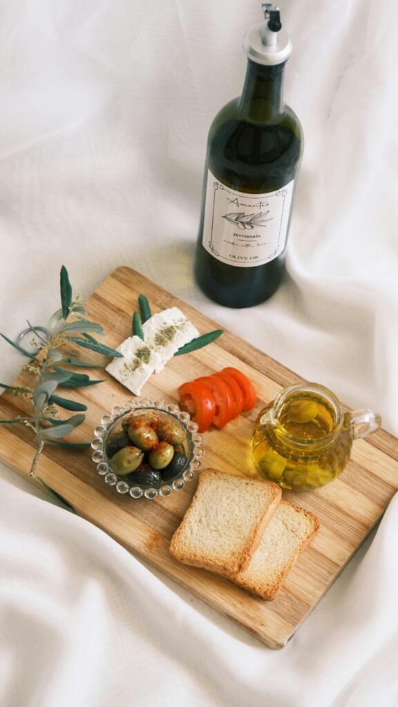 Evoo Food with a bottle of wine