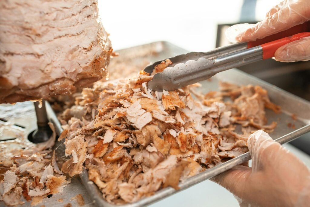 Close-Up Shot of Shawarma Whole Chicken Air Fryer Recipe on a Tray